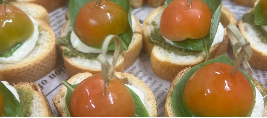 Tomato, Basil, Bocconcini Bruschetta